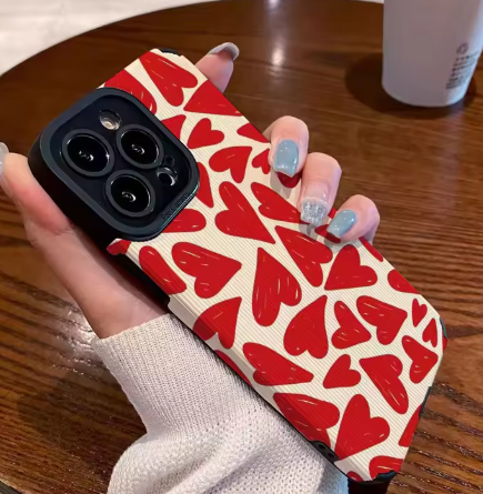 Red Love Leather Phone Case