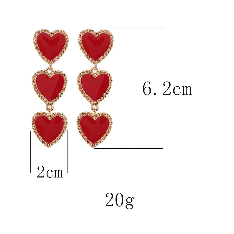 Alloy Heart Earrings with Long Design (Heart Studs)