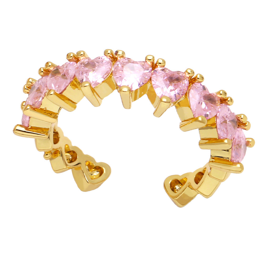 Heart-Shaped Zircon Open Love Ring for Women