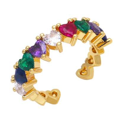 Heart-Shaped Zircon Open Love Ring for Women