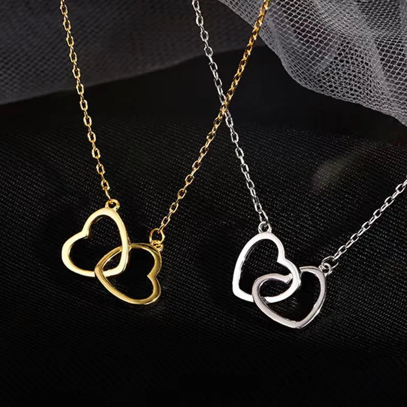 Twin Heart Minimalist Necklace