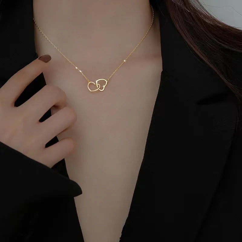 Twin Heart Minimalist Necklace