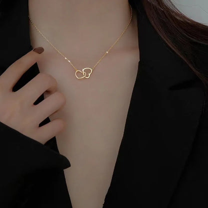 Twin Heart Minimalist Necklace