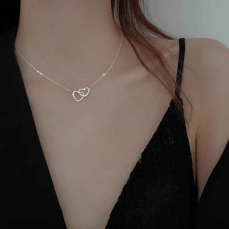Twin Heart Minimalist Necklace