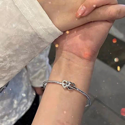 Heart-to-Heart Love Bracelet with Push-Pull Design