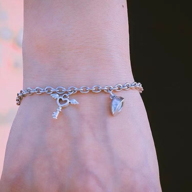 Heart Lock Couple Bracelets - Simple Key and Heart Design
