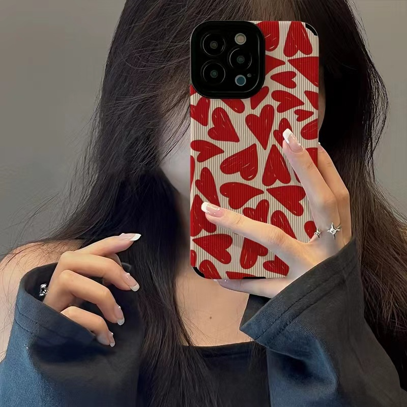 Red Love Leather Phone Case