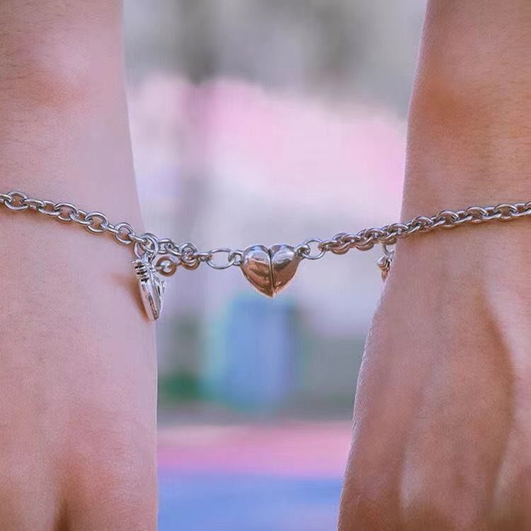 Heart Lock Couple Bracelets - Simple Key and Heart Design