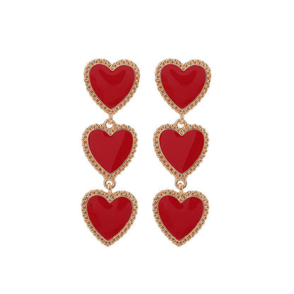 Alloy Heart Earrings with Long Design (Heart Studs)