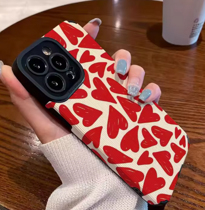 Red Love Leather Phone Case