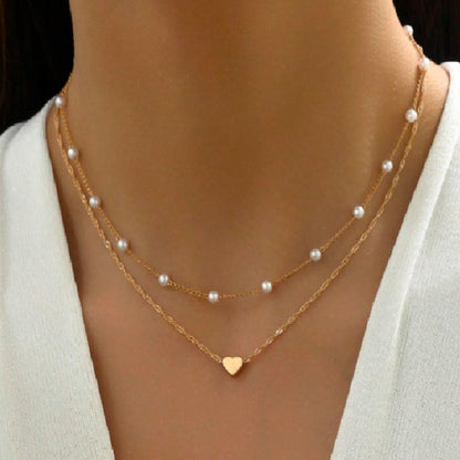 Vintage Heart Pearl Necklace