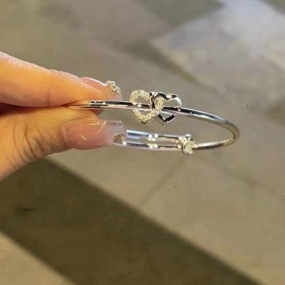 Heart-to-Heart Love Bracelet with Push-Pull Design