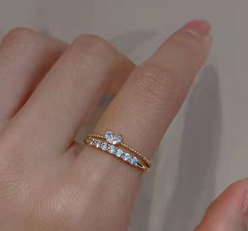 Chic Heart Zircon Ring for Women
