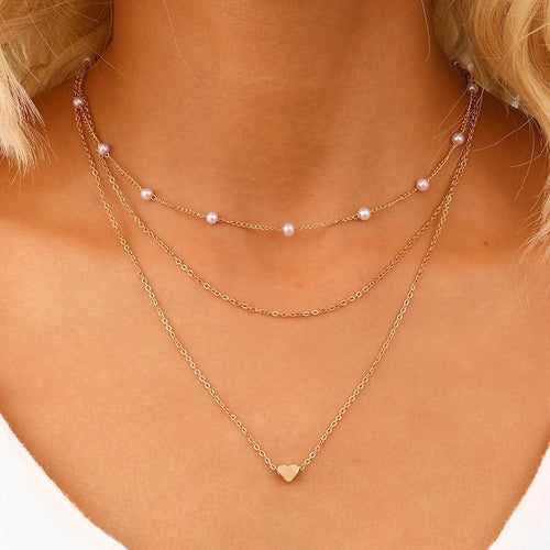 Vintage Heart Pearl Necklace