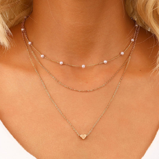 Vintage Heart Pearl Necklace