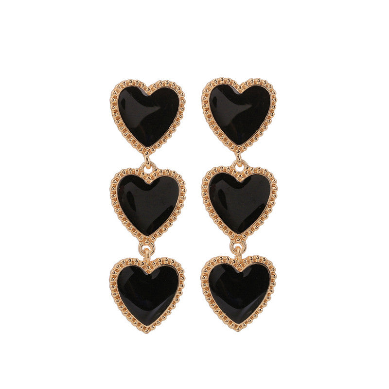 Alloy Heart Earrings with Long Design (Heart Studs)