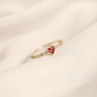 Ladies' Elegant Ruby Heart Ring